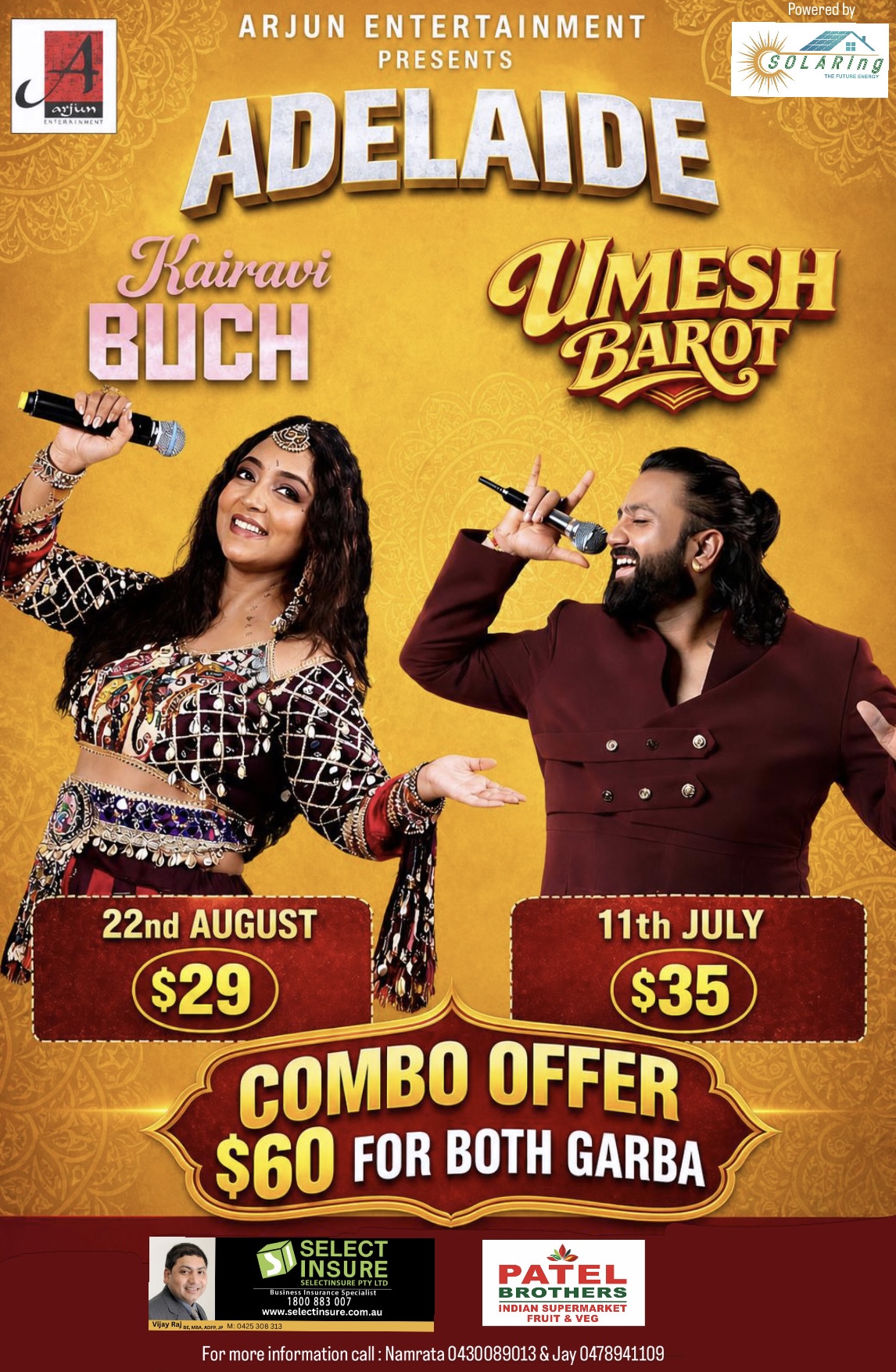 Combo- Umesh Barot & Kairavi Buch Garba: Adelaide